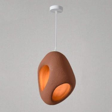 Imagem de WYUYIWH Luzes pendentes de resina criativa nórdica ilha de cozinha wabi sabi luminária pendente de cimento lustres de luz pendente para iluminação interior de casa (cor: 2, tamanho: 28 * 39 cm)