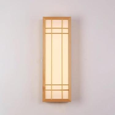 Imagem de Luz De Parede Retrô Japonesa, Arandela De Parede Decorativa De Madeira Maciça Com Sombra Acrílica, Luminária De Parede Retangular De Madeira Com Iluminação De Estilo Indu, Warm Light, 60CM
