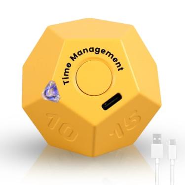 Imagem de DQ Cubo Temporizador de 450 mAh Recarregável Mini Cubo de Gerenciamento de Tempo 2 Modo de Alarme Pomodoro Temporizador Dodecágono Time Ball Temporizador Dodecaedro com Indicador LED 11 Tempo