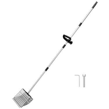 Imagem de KTZCTPCA Ancinho grande para cocô de galinheiro, colher de areia ajustável de 76 a 175 cm, pá de areia durável, acessórios essenciais para galinheiros, areia, solo de jardim