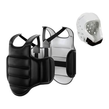 Imagem de Dynwave Protetor de peito de karatê Taekwondo Colete protetor com capacete de boxe Proteção Pad Rib Shield para Grappling Kickboxing Boxe, Xs