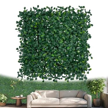 Imagem de ODTORY Painel de parede de grama vegetal artificial, 25 x 25 cm, pacote com 6 (4,2 metros quadrados), tela de privacidade de cerca de hera anti-falsa, cobertura de buxo verde para decoração de parede