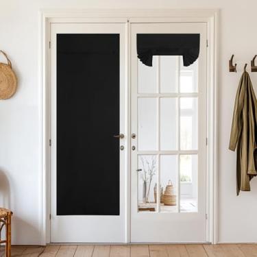 Imagem de Cortinas de porta francesas 100% blackout, cortinas de privacidade para janela, 66 x 169 cm de comprimento, cobertura de janela com isolamento térmico para quarto, sala de estar, 1 painel