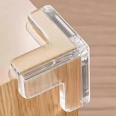 Imagem de 4 peças de protetores de canto transparentes para móveis, amortecedores de segurança de borda em forma de L, capas de almofada transparentes para bordas e cantos afiados de mesa