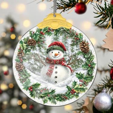Imagem de Enfeites de Natal, boneco de neve, cristal pendurado, enfeites de árvore de Natal feitos à mão, decoração de carro e casa - presentes de Natal, decoração de artesanato em acrílico, ideias de troca de