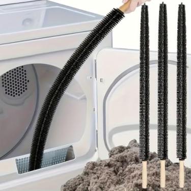 Imagem de Pacote com 3 kit de limpeza de ventilação para secador, escova de fiapos para secadora de roupas, escova de vácuo flexível longa para itens essenciais de casa