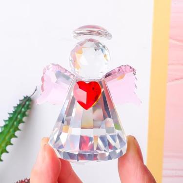 Imagem de Estatueta de anjo de cristal com design brilhante decorativo de Natal e elegância artesanal para um espírito festivo mágico