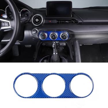 Imagem de Aotumcer Moldura de acabamento da tampa do interruptor AC Center Dash compatível com acessórios Mazda MX-5 Miata 2016, capa de acabamento de painel de interruptor de ar condicionado estilo fibra de