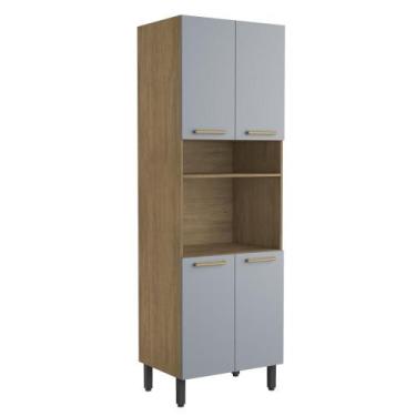 Imagem de Armário Paneleiro 4 Portas 1 Prateleira  Axé Bertolini, Cinza/Carvalho