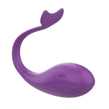 Imagem de Bullet Formato de Baleia, Vibrador Recarregável via USB, Controle por App Bluetooth, Silicone e ABS, 9,2cm x 3,3cm, 9 Modos de Vibração, Alcance de 5m