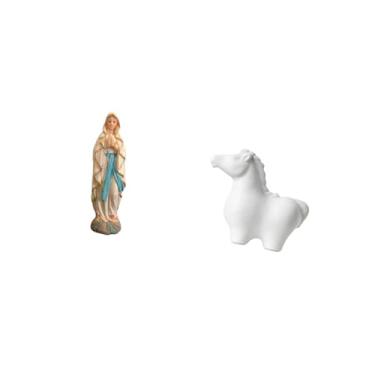 Imagem de Fenteer Estatueta de Porcelana Da Virgem Maria com Cavalo, Escultura Decorativa, Obra de Arte Da Virgem Maria de Lutero, Estátua de Jesus em Resina, Ornamento