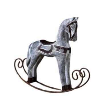 Imagem de Baoblaze Estátua de Cavalo de Balanço de Madeira para Mesa, Ornamento Nórdico, Estatueta Decorativa para Estante, Sala de Estar, Decoração de Casa, Presente de, Cinza