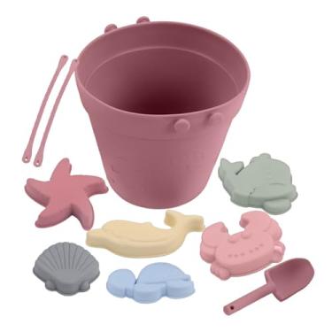Imagem de HOMELIFE Baldinho Praia Silicone NT-7 para Crianças Rosa, com Pá e Brinquedo de Areia em Formato de Animal, Brinquedo Educativo e Divertido