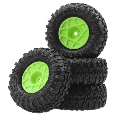 Imagem de 4Pcs ShareGoo RC Plastic 1.0 Beadlock Wheel and Tires Set OD57 x 25mm Rubber Tire Compatible with Axial SCX24 AX24 Traxxas TRX4M FMS FCX24 FCX18 1/18 1/24 RC Crawler (Green)