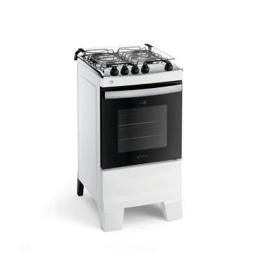 Imagem de Fogão Atlas 4 Bocas Agile Up com Mesa de Inox, Grade Dupla no Forno e Acendimento automático Bivolt - Branco