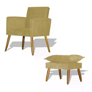 Imagem de Kit Poltrona Decorativa Nina C/Puff Opala Amarelo Amarelo
