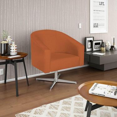 Imagem de Poltrona Decorativa Luiza Base Giratória De Metal Suede Terracota