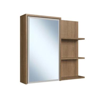 Imagem de Armário Espelheira para Banheiro 1 Porta 2 Prateleiras Mel/Arenas Paul