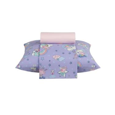 Imagem de Jogo de Cama Solteiro Microfibra Peppa Pig 3 Peças Lepper – Lençol, Sobrelençol e Fronha