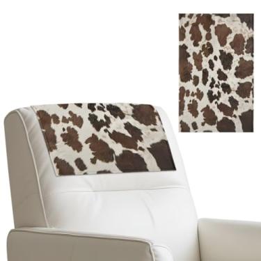 Imagem de Menostgox Protetor de encosto de cabeça reclinável antiderrapante com estampa de mármore para poltronas reclináveis de couro sintético à prova d'água, capa traseira respirável 43 x 68 cm, conjunto de