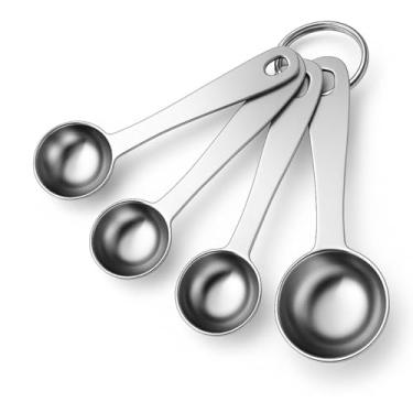 Imagem de Kit de Colheres Medidoras em Aço Inox, Conjunto com 4 Peças, para Medidas Precisas na Cozinha, Utensílios de Culinária