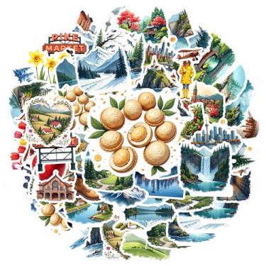 Imagem de 50 adesivos paisagísticos arquitetura natureza viagem aventura pacote de adesivos ilustrativos ilustrativos artísticos decalques para telefone faça você mesmo guitarra laptop notebook mala copo