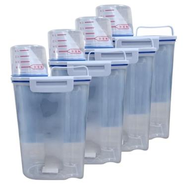 Imagem de Kit 4 Pote Hermético 2L com Copo Medidor Bico Dosador Cozinha Mantimentos Lavanderia Multiuso