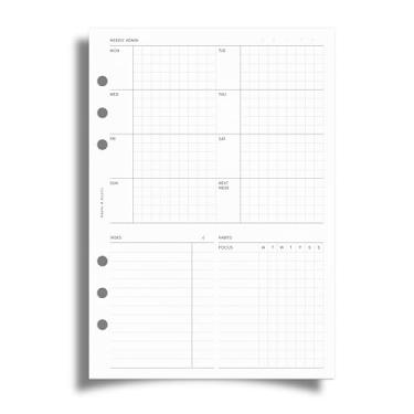 Imagem de Cloth & Paper Inserções semanais para planejador de administração | Tamanho A5 14 x 21 cm | Perfurador de 6 anéis | Início de segunda-feira | Recarga minimalista de agenda semanal | Lista de tarefas e