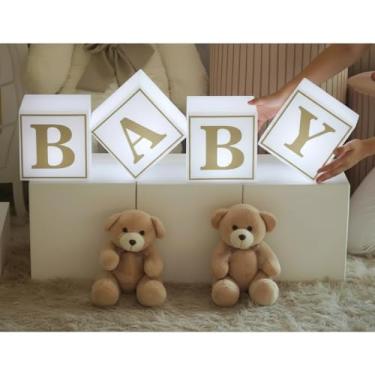 Imagem de Kit 4 Cubos Iluminados Baby LED – Chá Revelação com Fio