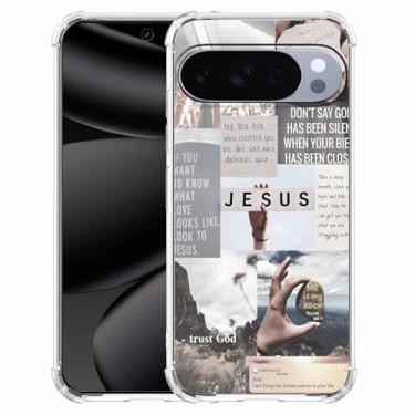 Imagem de Nsyosio Capa Jesus Quotes para Google Pixel 10/10 Pro, verso bíblico cristão frase colagem, capa protetora de TPU macio exclusiva, px10