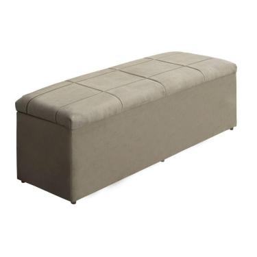 Imagem de Calçadeira Recamier Com Baú Sapateira 1,58m Queen Size Quarto Suede Bege - Aurora Line