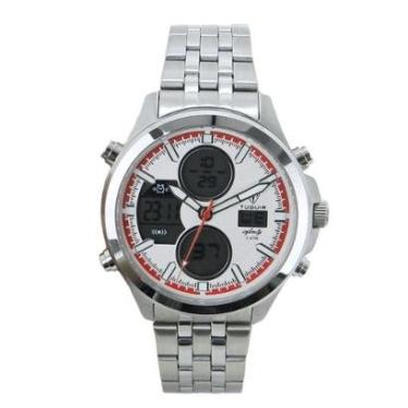 Imagem de Relógio Masculino de Aço Tuguir AnaDigi Infinity GCS-1273 Prata e Branco e Vermelho-Masculino
