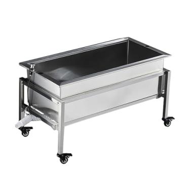 Imagem de TRGCJGH Pia móvel de esfregão de chão, pia utilitária de lavanderia com rodas, balde de esfregão utilitário de aço inoxidável, para lavanderia, porão ou oficina de garagem (73 cm/28,7 pol.)