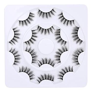 Imagem de Cílios postiços 8 pares tridimensionais longos grossos encaracolados cílios de aparência para maquiagem dos olhos fibra sintética (D21)