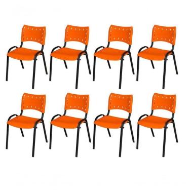 Imagem de Cadeira Iso Base Preto , Escritório Laranja Kit 8 Un