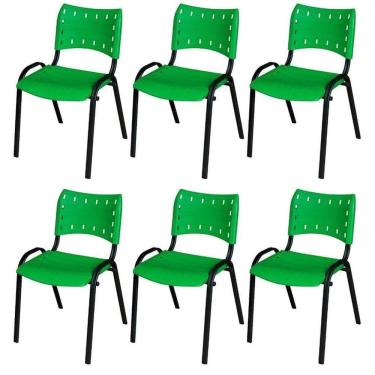 Imagem de Cadeira Iso Base Preto , Escritório Verde Kit 6 Un