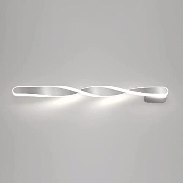 Imagem de Luminária De Parede Longa Torcida, Lâmpada De Parede De Metal Ultrafina Com Abajur De Silicone, Arandela De Parede Linear Led Moderna, Luminárias De Parede De Cabeceira, Lum, Silver, 70CM
