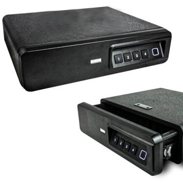 Imagem de Cofre Digital de Gaveta Premium, Preto, Aço, com Teclado Numérico, Sistema de Saque Rápido, Interior Estofado, 34x26.3x9.5cm