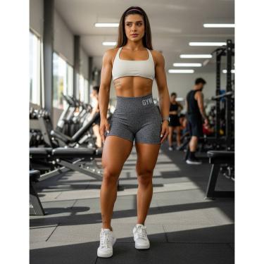 Imagem de Shorts Feminino Fitness Levanta Bumbum Sem Costura Cintura Alta Compressão Yoga Sport