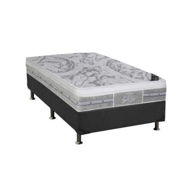 Imagem de Cama Box Solteiro: Colchão Molas Ensacadas Castor Slx Grand Plush + Base Crc Suede Gray (88x188)