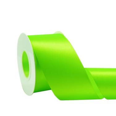 Imagem de Simplegoal Fita de cetim verde limão dupla face 5,8 cm x 65 metros fitas de poliéster para embrulho de presente, fita de tecido para artesanato, buquê de flores, costura, artes, decoração de festa de