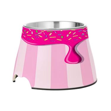 Imagem de Blueangle Tigelas elevadas para cães com aço inoxidável - Prato antiderrapante de 2,3 xícaras para animais de estimação de alta capacidade para saúde da coluna e design de gotejamento de gelo rosa (38