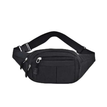 Imagem de Pochete Masculino Feminino Bolsa de Cintura Transversal Pochete transversal cintura tipo motoqueiro(Preto)