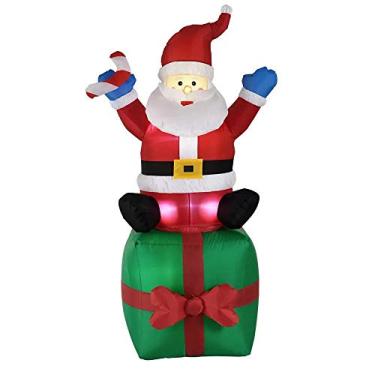 Imagem de Enfeite Papai Noel Caixa de Presente Inflável com 6 unidadesLED´s Bivolt – Enfeite nata...