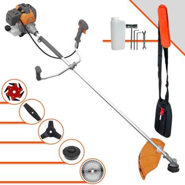 Imagem de Roçadeira Tekna RL430P À Gasolina 2T 1,7HP 43cc Com Lâmina Facão + Lâmina 3 Pontas + Lâmina 6 Pontas + Lâmina 40 Dentes de Vídea + Carretel Nylon