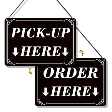 Imagem de Pedir aqui placas Pick Up Here, dupla face durável PVC moderno Encomende aqui com seta para pendurar para restaurante, cafés, padaria, suporte de sorvete e balcão de bares