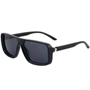 Imagem de Óculos de sol quadrados de luxo para mulheres, tendência clássica, óculos de sol para dirigir e viajar, UV400 (preto brilhante, cinza)