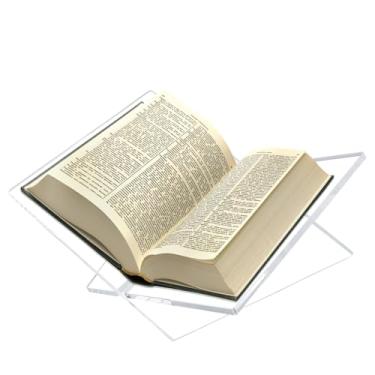 Imagem de Suporte de acrílico inclinado grande – Suporte transparente de 31,8 x 27,4 cm para livros de receitas e suporte de exibição para revistas, livros didáticos (transparente)