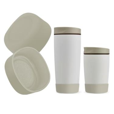 Imagem de Kaitiaki Bota de silicone 2 peças para Owala SmoothSip Slider copo de café 590 ml 340 g, manga antiderrapante para caneca de café de viagem, acessórios de proteção para Owala livre de BPA (fava de