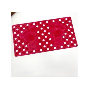 Imagem de Tapete Antiderrapante para Box Banheiro com Ventosas 40x70cm – Tapete de Chuveiro Massageador para Pés Segurança Antiescorregante (Vermelho Quadrado)